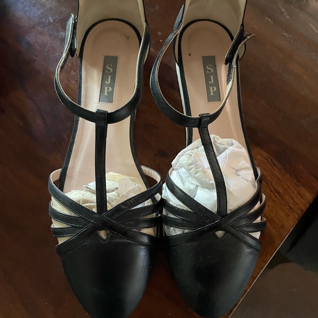 Sjp By Sarah Jessica Parker Black T-Strap Flats